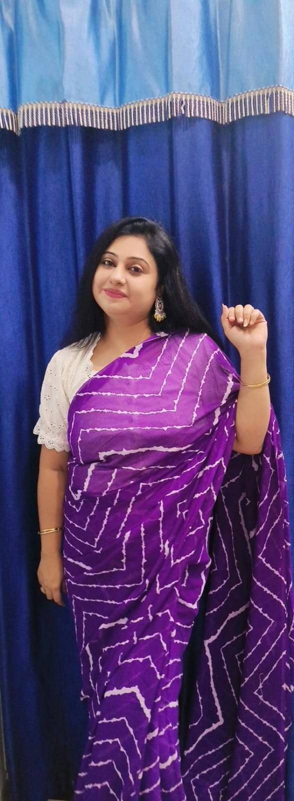     			ANAND SAREES Georgette Printed Ilkal Saree With Unstitched Blouse Piece ( Purple )