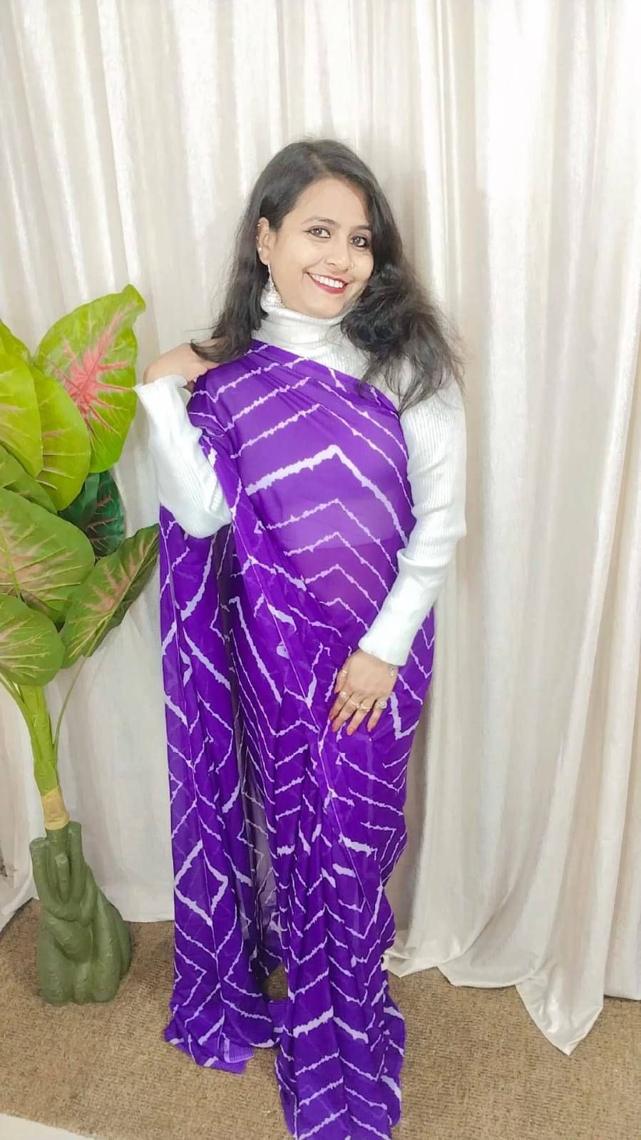    			ANAND SAREES Georgette Printed Ilkal Saree With Unstitched Blouse Piece ( Purple )