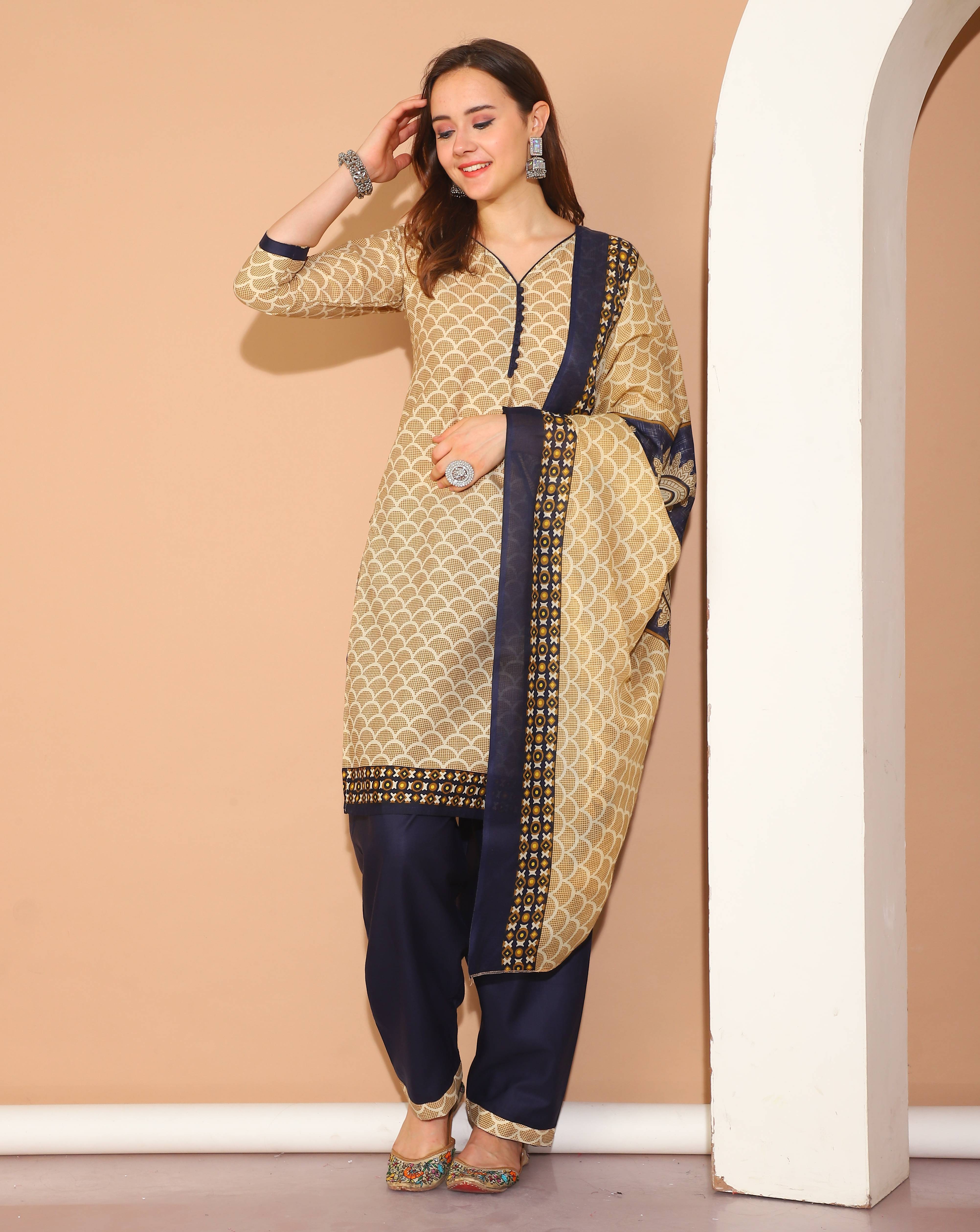 Aaradhya Fashion Women Cotton Blend Printed Straight Kurti With Patiala Salwar ( Beige ) Aaradhya Fashion Women Cotton Blend Printed Straight Kurti With Patiala Salwar ( Beige )