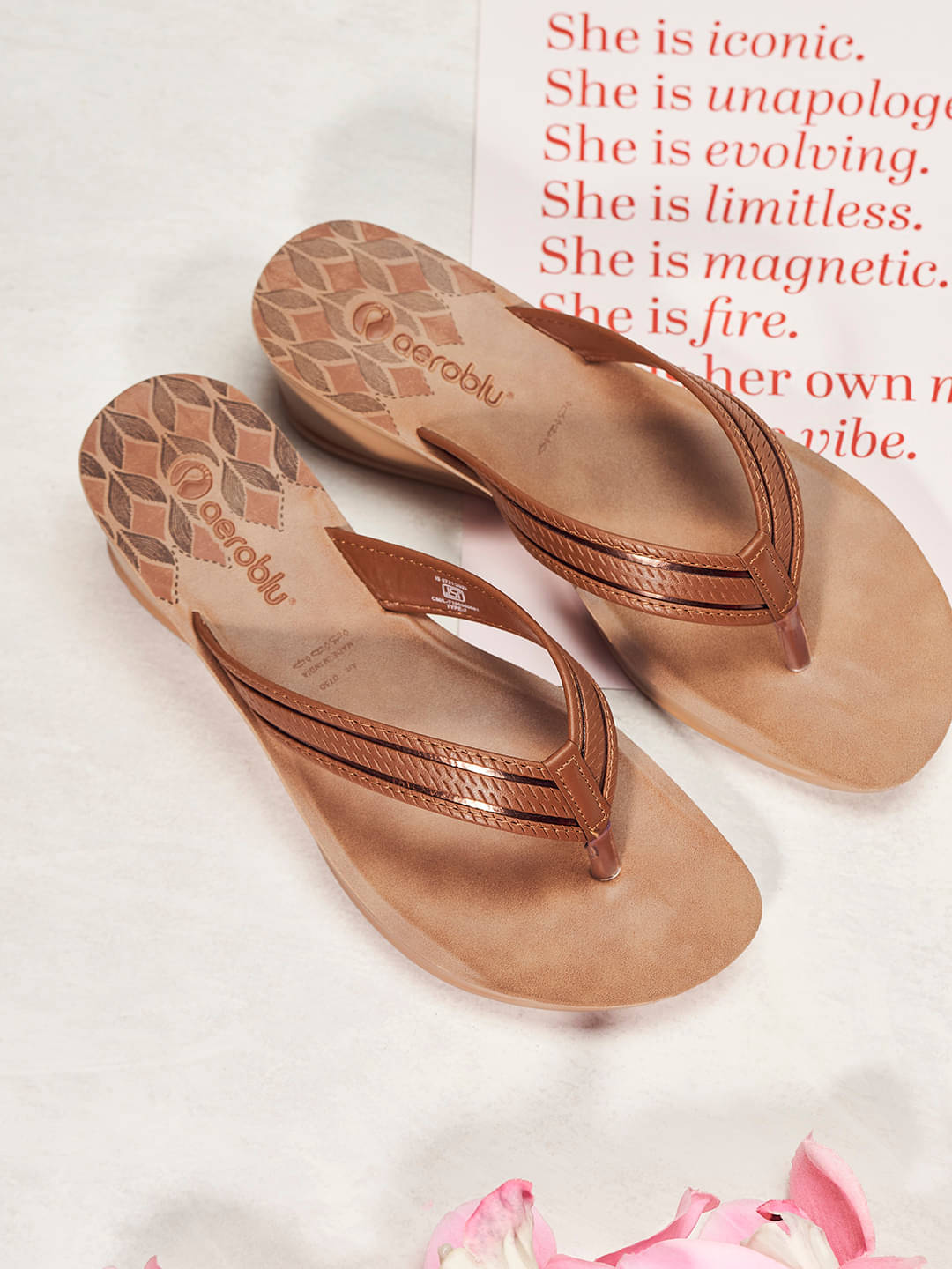 Aeroblu Tan Women's Slip On Heels Aeroblu Tan Women's Slip On Heels