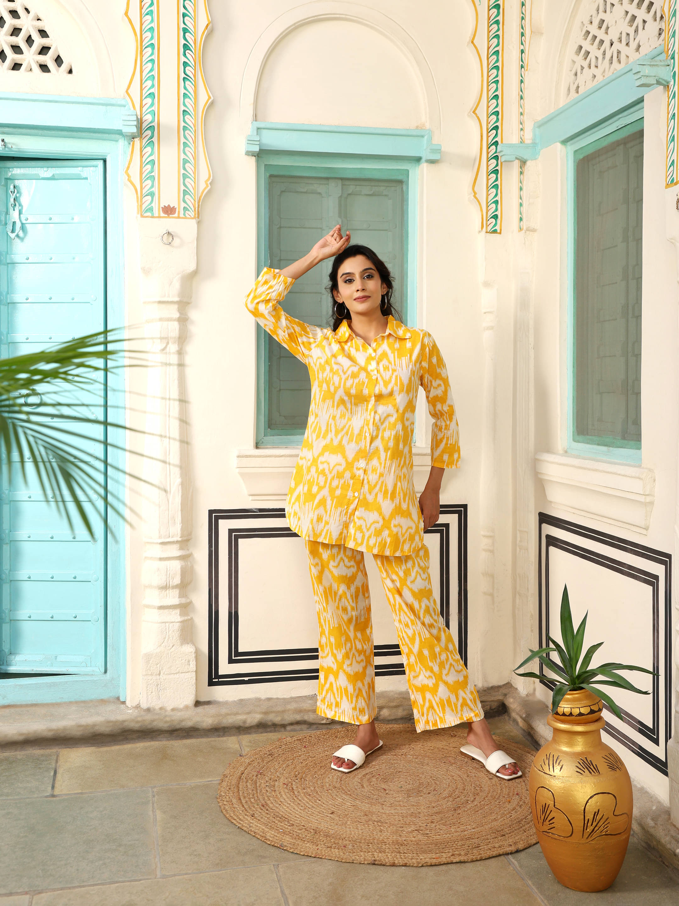     			Attire Fashions Women Printed Tunic With Palazzos Co-Ord Set ( Multi Color )