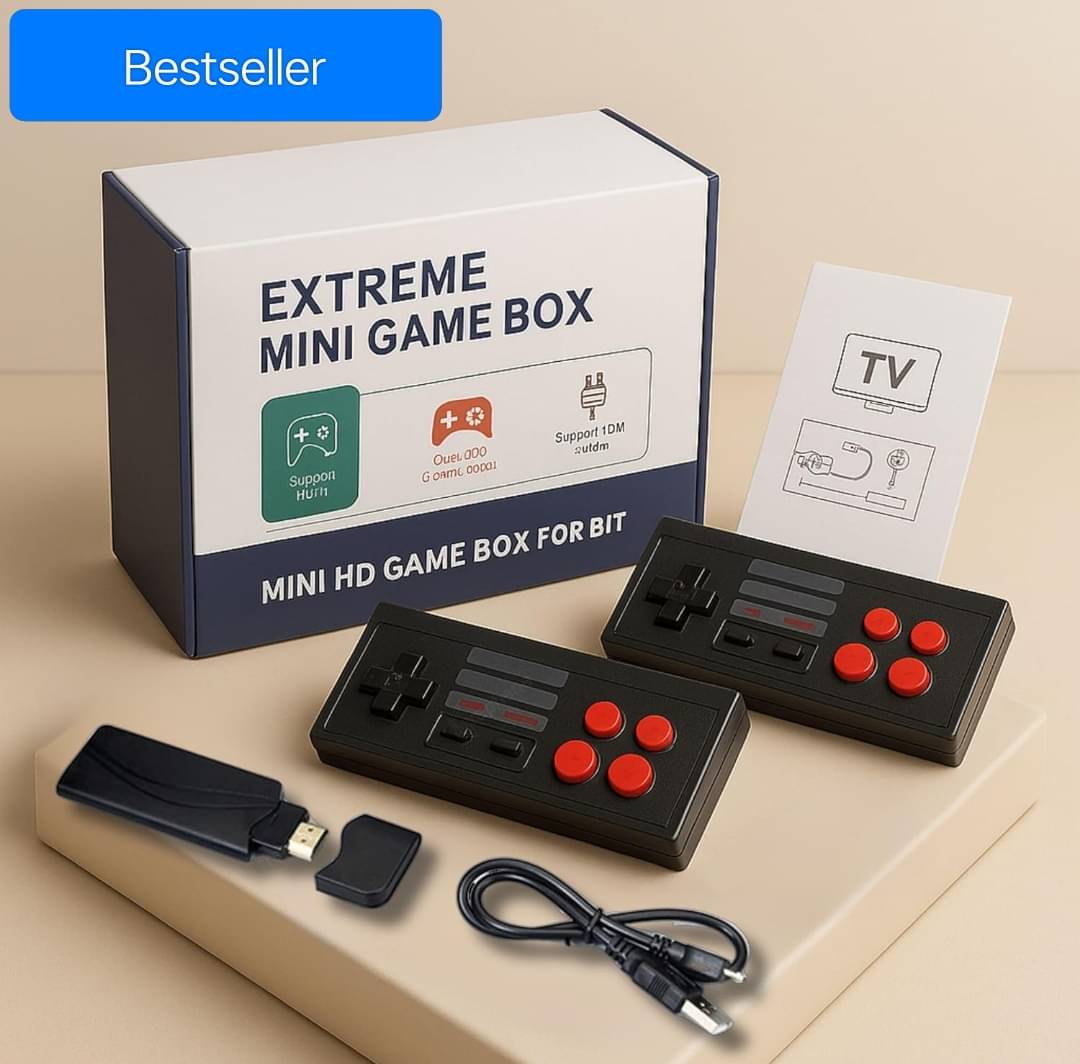     			Bestselling Extreme Mini Wireless Game Box Plug and Play HD 1080p TV Retro Video Game for Kids (1500+ In-Build Games) (8 Bit Retro Games) TV Video Game (HDMI Output)
