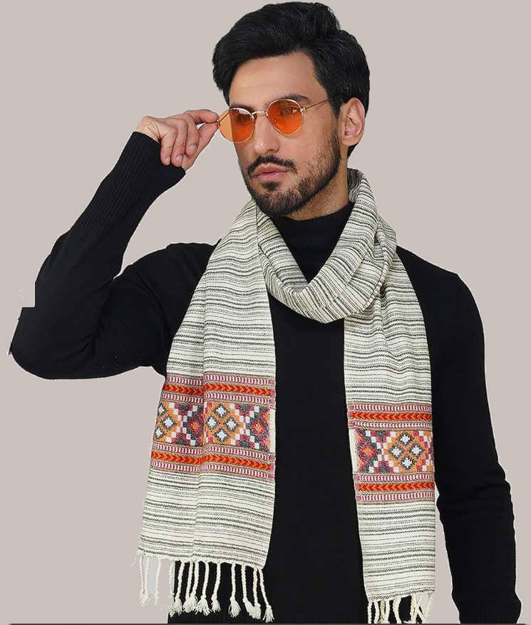     			CAT BUNNY Cream Woolen Men's Stoles ( Pack of 1 )