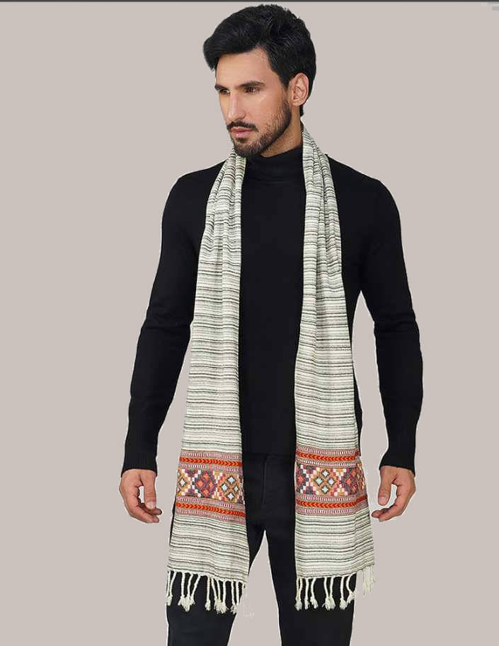     			CAT BUNNY Cream Woolen Men's Stoles ( Pack of 1 )