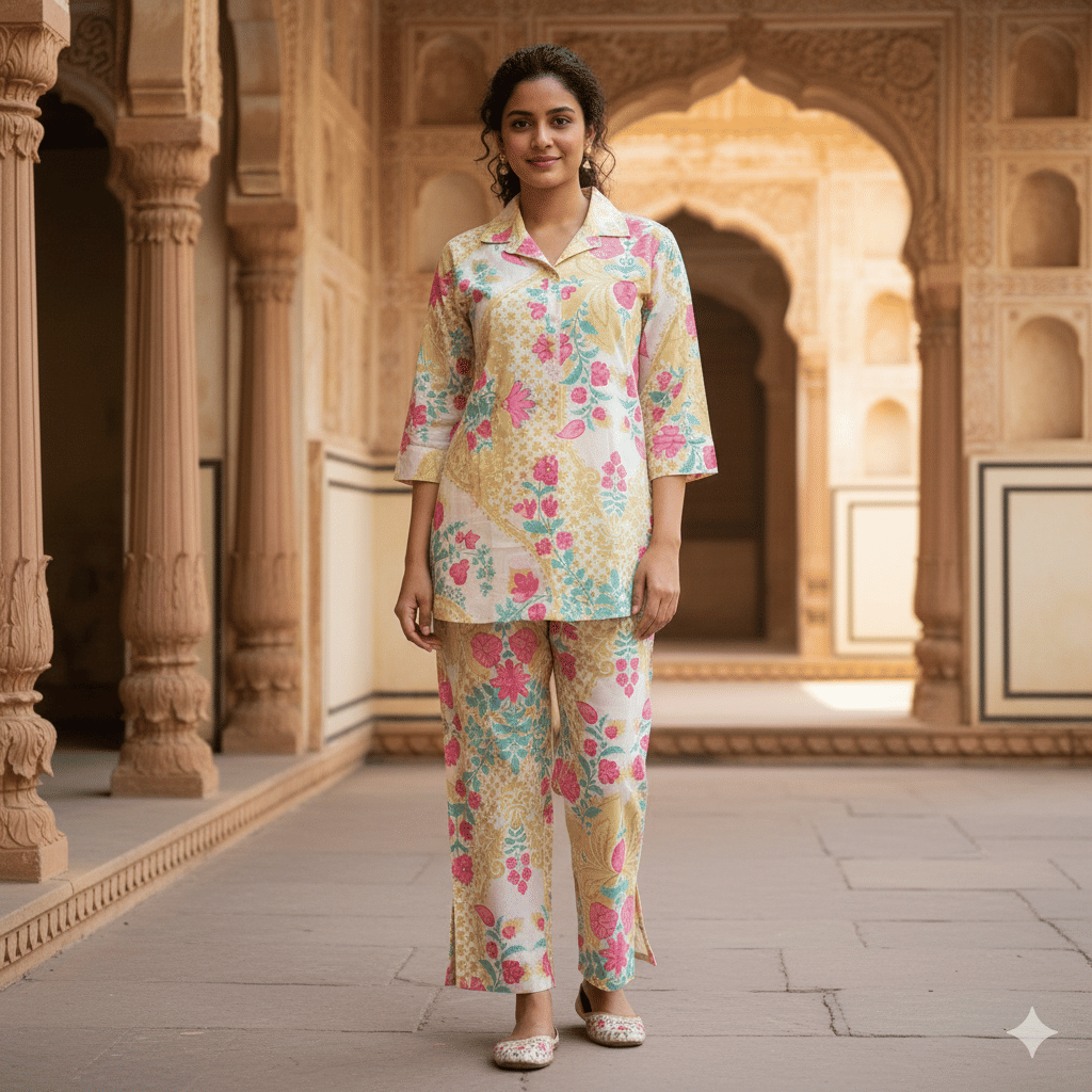    			Flavia Creation Women Printed Shirt With Trousers Co-Ord Set ( Multi Color )