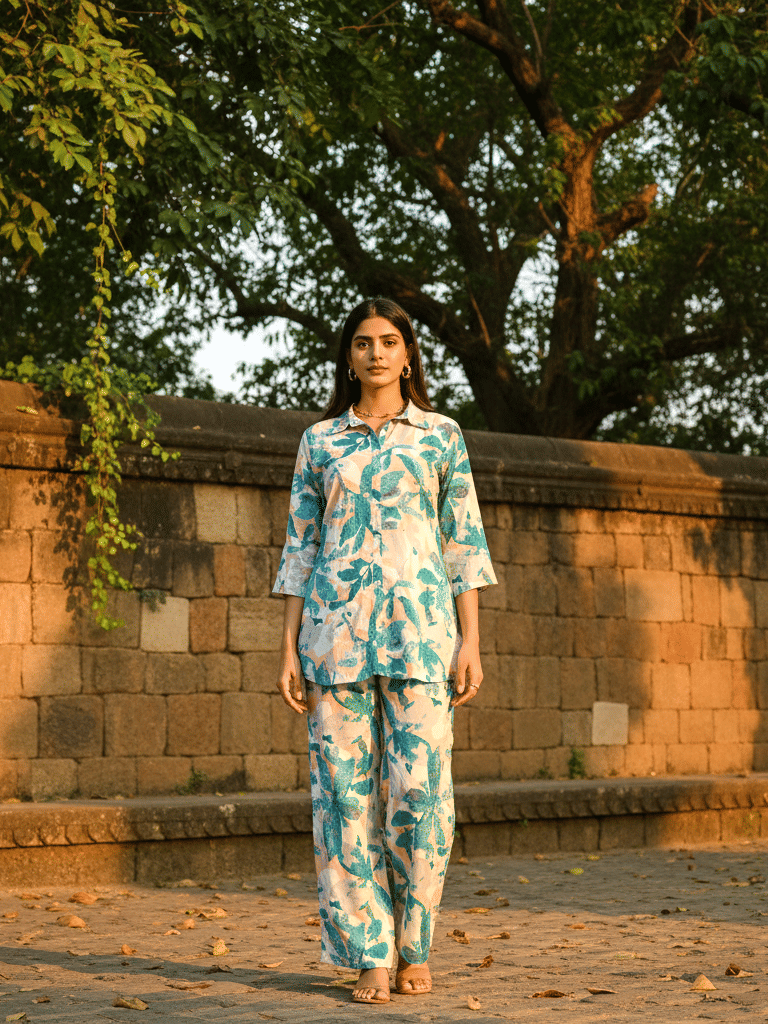     			Flavia Creation Women Printed Shirt With Trousers Co-Ord Set ( Multi Color )