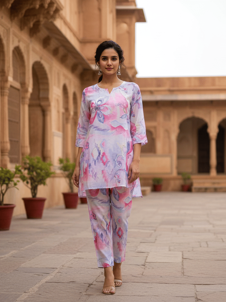     			Flavia Creation Women Printed Shirt With Trousers Co-Ord Set ( Multi Color )