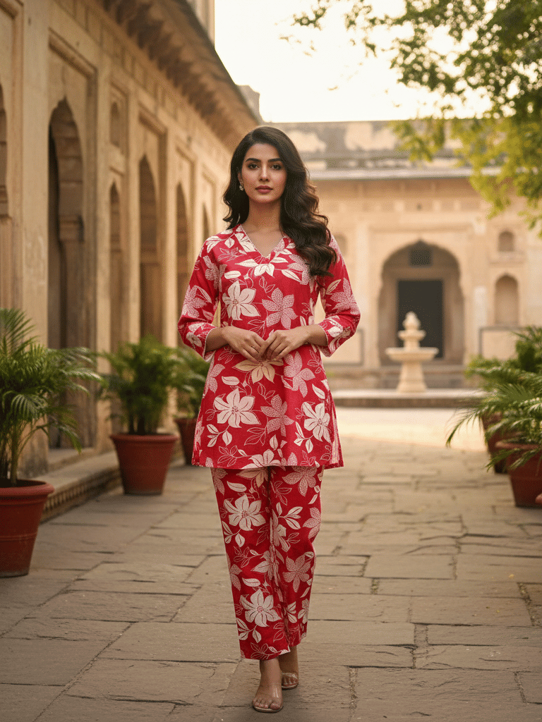     			Flavia Creation Women Printed Shirt With Trousers Co-Ord Set ( Multi Color )