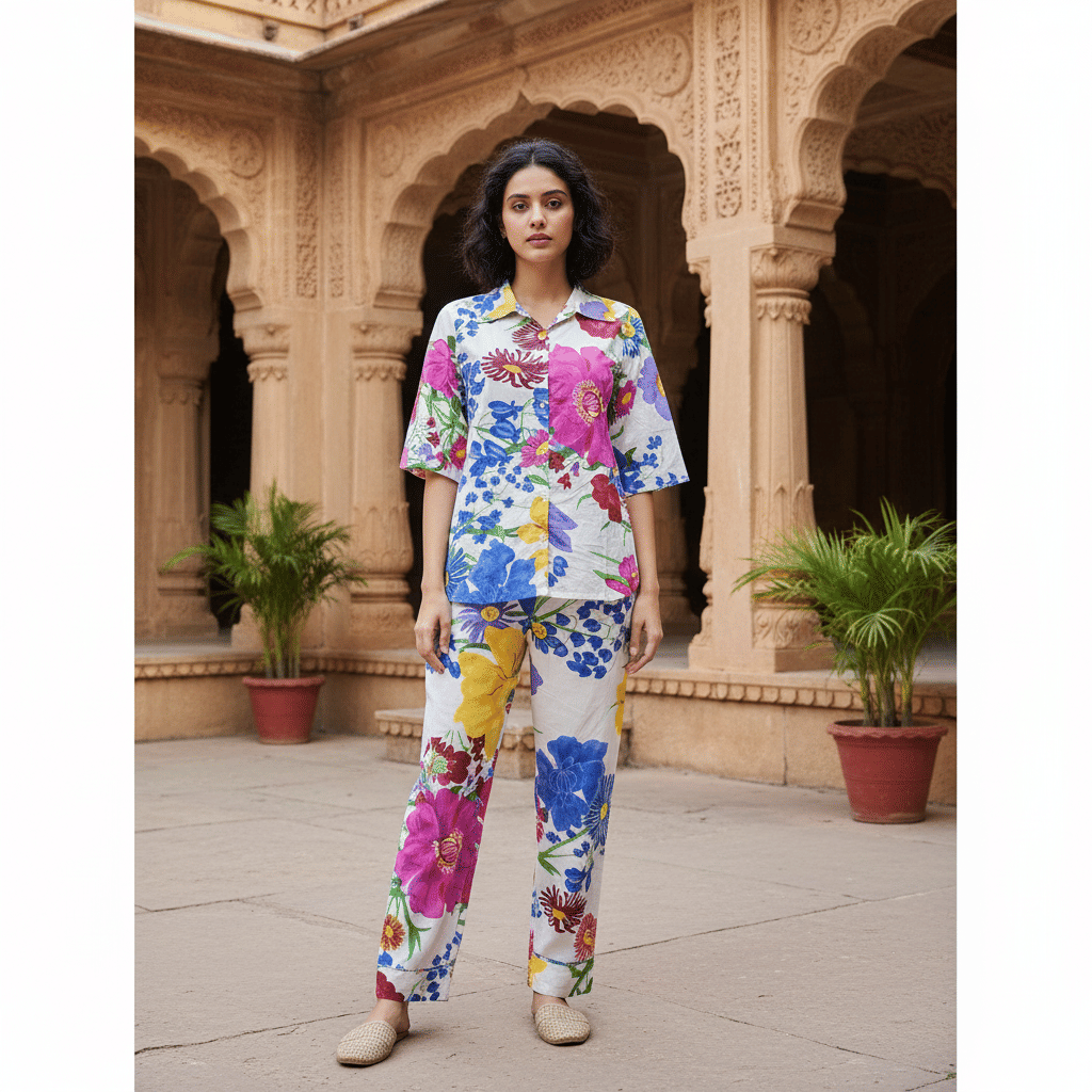     			Flavia Creation Women Printed Shirt With Trousers Co-Ord Set ( Multi Color )