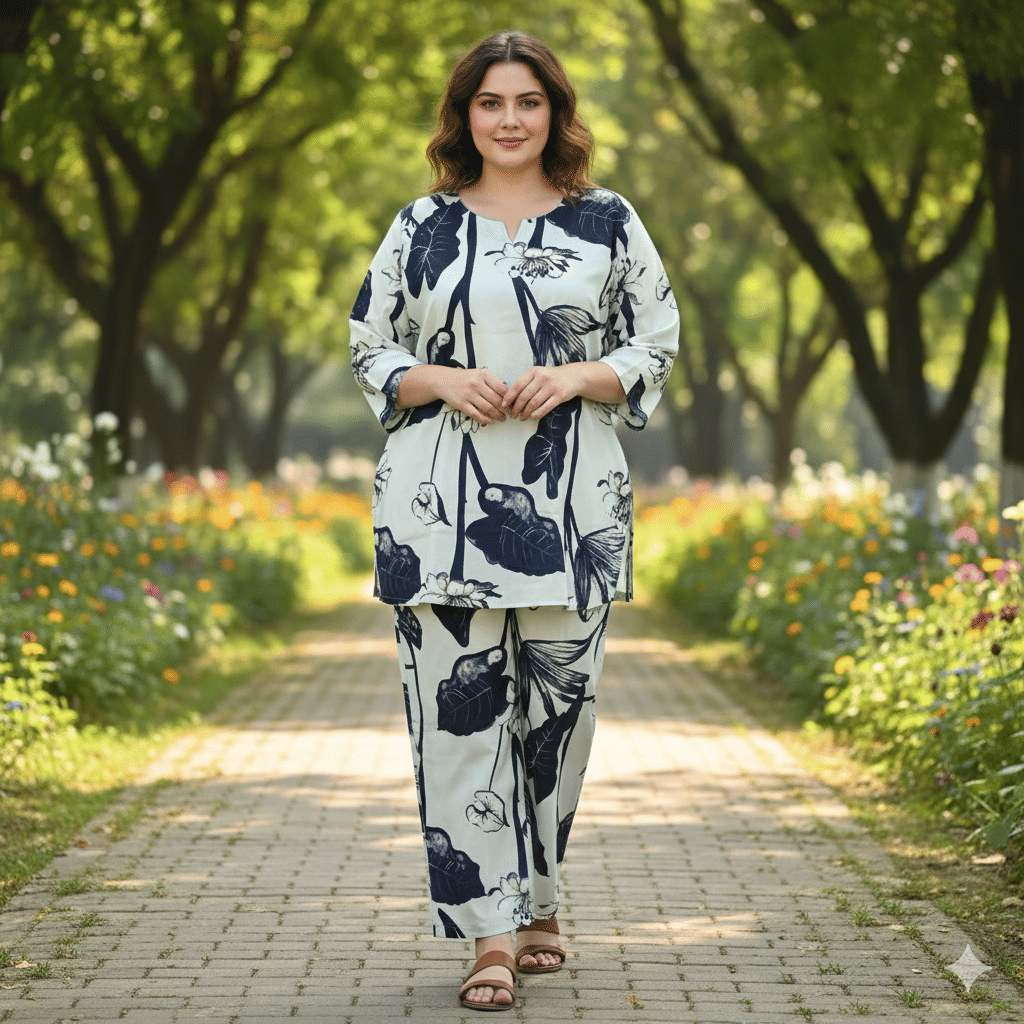 Flavia Creation Women Top With Trousers Co-Ord Set ( Blue )