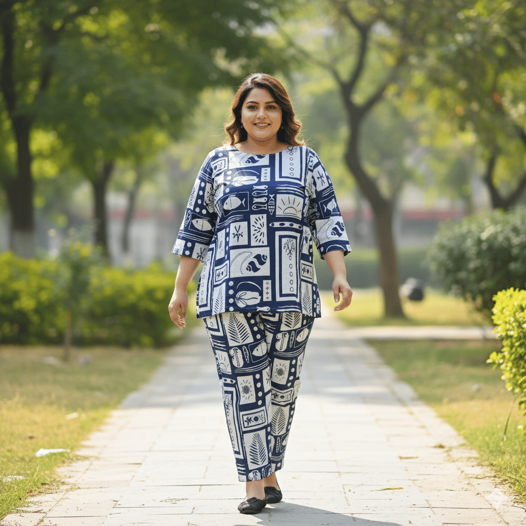     			Flavia Creation Women Top With Trousers Co-Ord Set ( Blue )