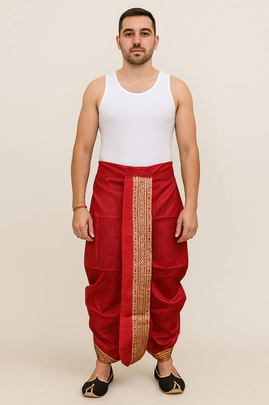 Franscart Silk Men's Dhoti Maroon ( Pack of 1 ) Franscart Silk Men's Dhoti Maroon ( Pack of 1 )