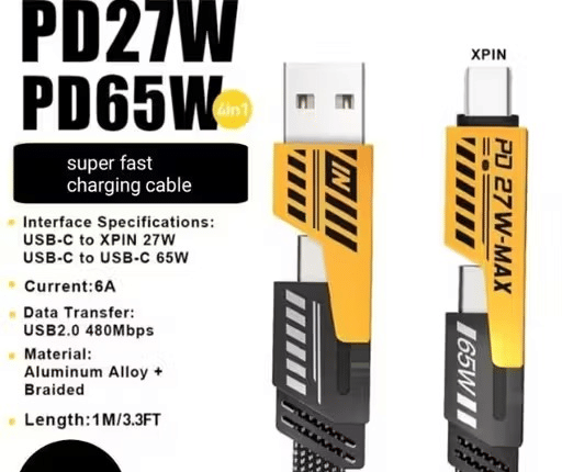     			High-Speed 65W PD 27W Max Fast Charging USB to Lightning Cable – 1.2 Meter Braided Nylon iPhones Charging Cable with Metal Connectors, Fast Data Sync & Quick Charge Support for iOS Devices