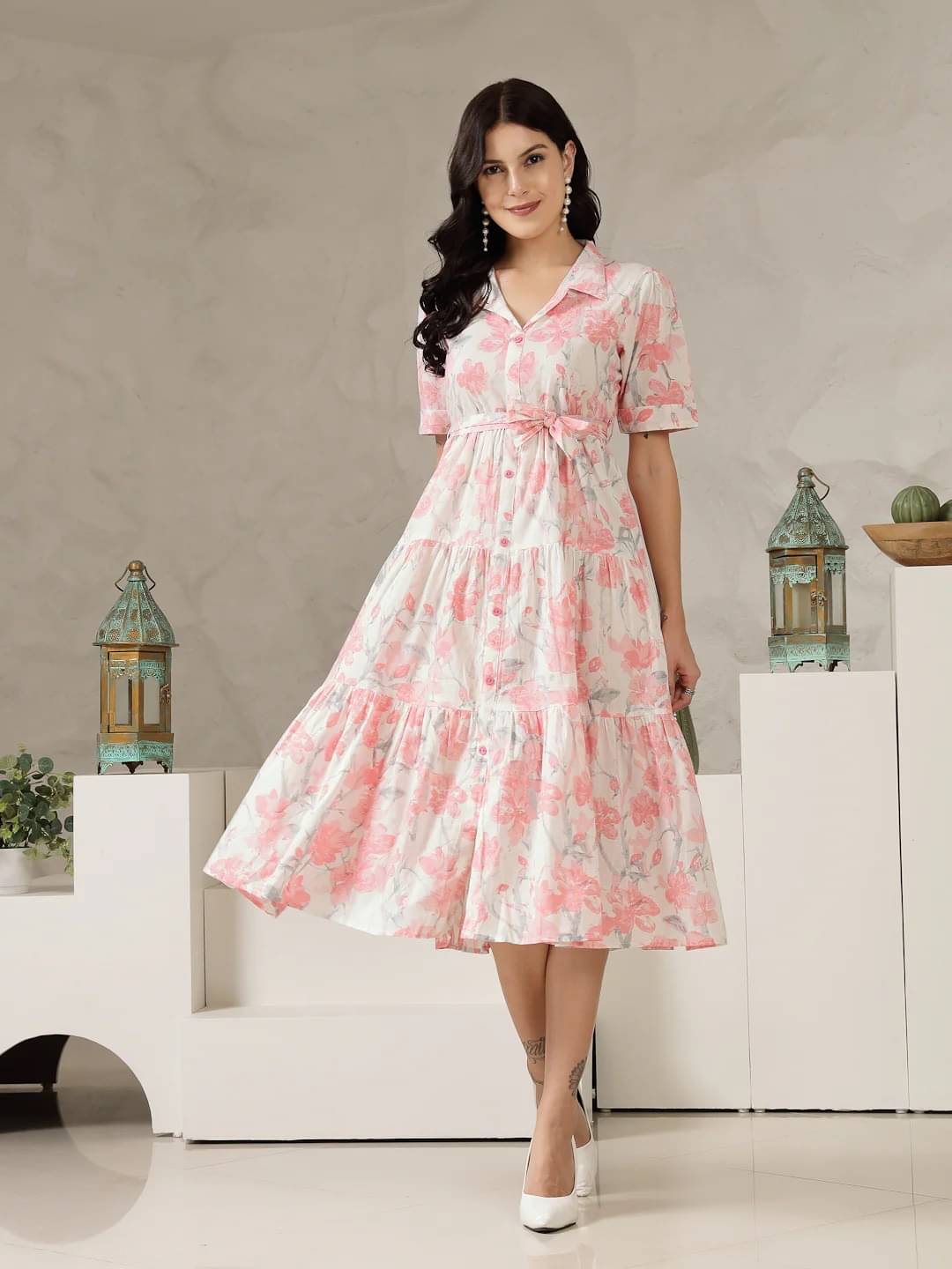Honky Tonky Women Polyester Printed Fit & Flare Dress ( Pink ) Honky Tonky Women Polyester Printed Fit & Flare Dress ( Pink )