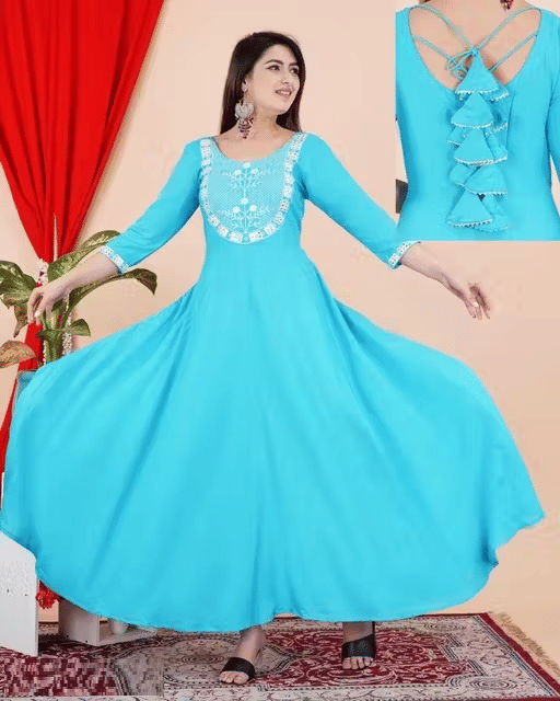 Generic Women Rayon Printed Anarkali Kurti ( Blue ) Generic Women Rayon Printed Anarkali Kurti ( Blue )