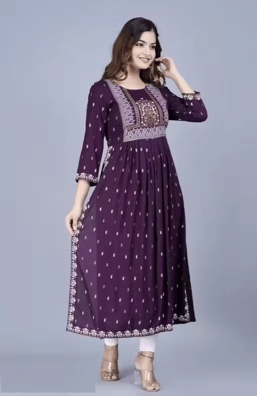 Generic Women Rayon Printed Anarkali Kurti ( Purple ) Generic Women Rayon Printed Anarkali Kurti ( Purple )