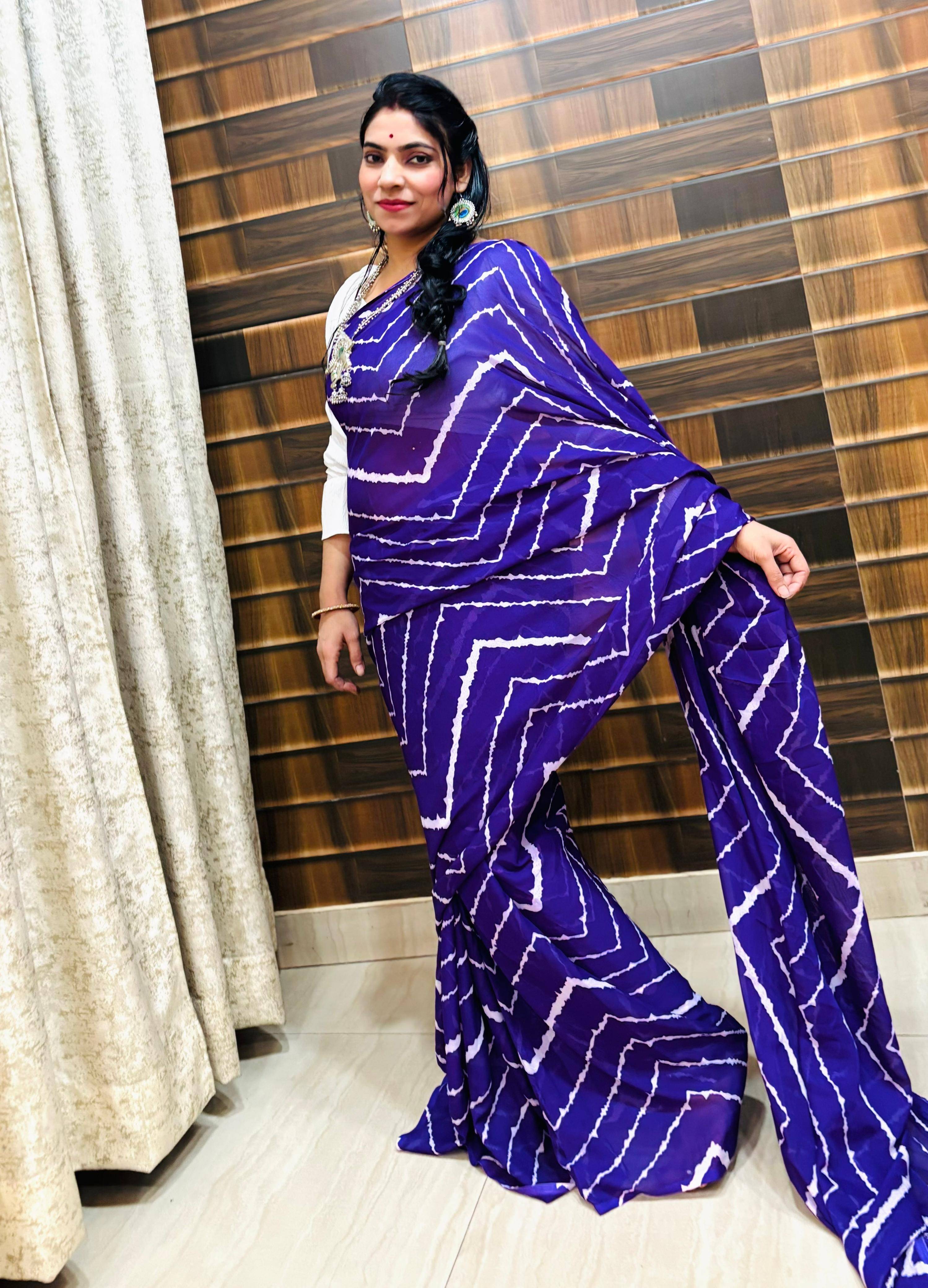 Kashvi Sarees Georgette Printed Ilkal Saree With Unstitched Blouse Piece ( Purple )     			Kashvi Sarees Georgette Printed Ilkal Saree With Unstitched Blouse Piece ( Purple )