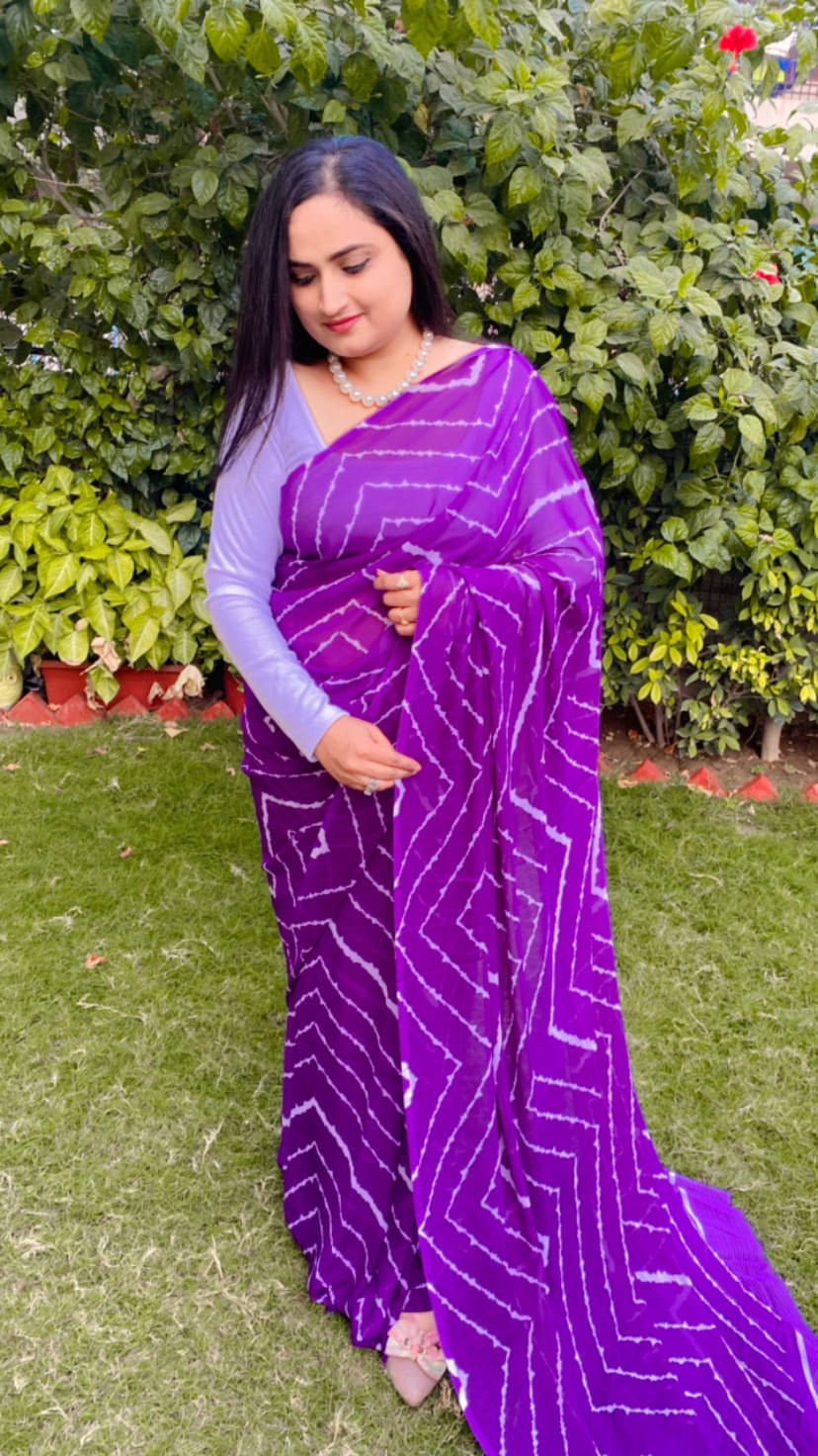 Kashvi Sarees Georgette Printed Ilkal Saree With Unstitched Blouse Piece ( Purple )     			Kashvi Sarees Georgette Printed Ilkal Saree With Unstitched Blouse Piece ( Purple )
