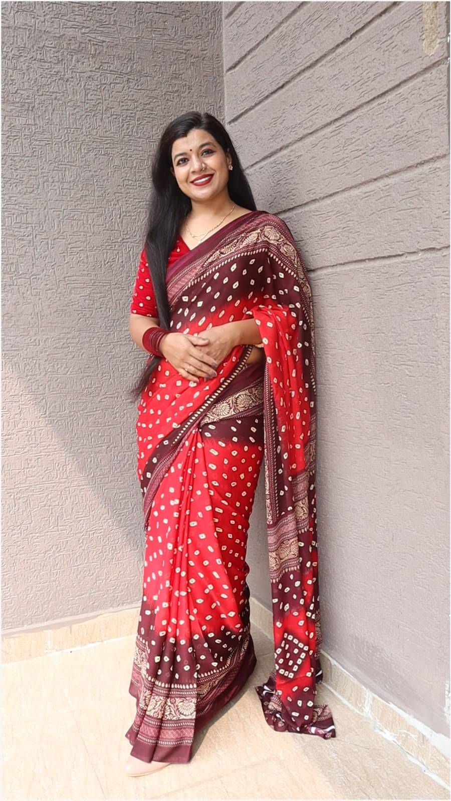 Kashvi Sarees Georgette Printed Ilkal Saree With Unstitched Blouse Piece ( Red )     			Kashvi Sarees Georgette Printed Ilkal Saree With Unstitched Blouse Piece ( Red )