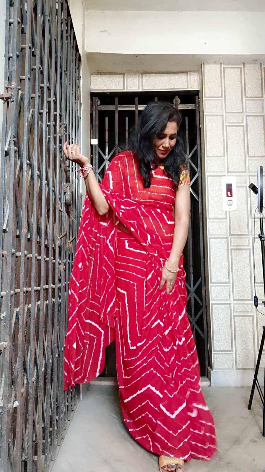 Kashvi Sarees Georgette Printed Ilkal Saree With Unstitched Blouse Piece ( Red )     			Kashvi Sarees Georgette Printed Ilkal Saree With Unstitched Blouse Piece ( Red )