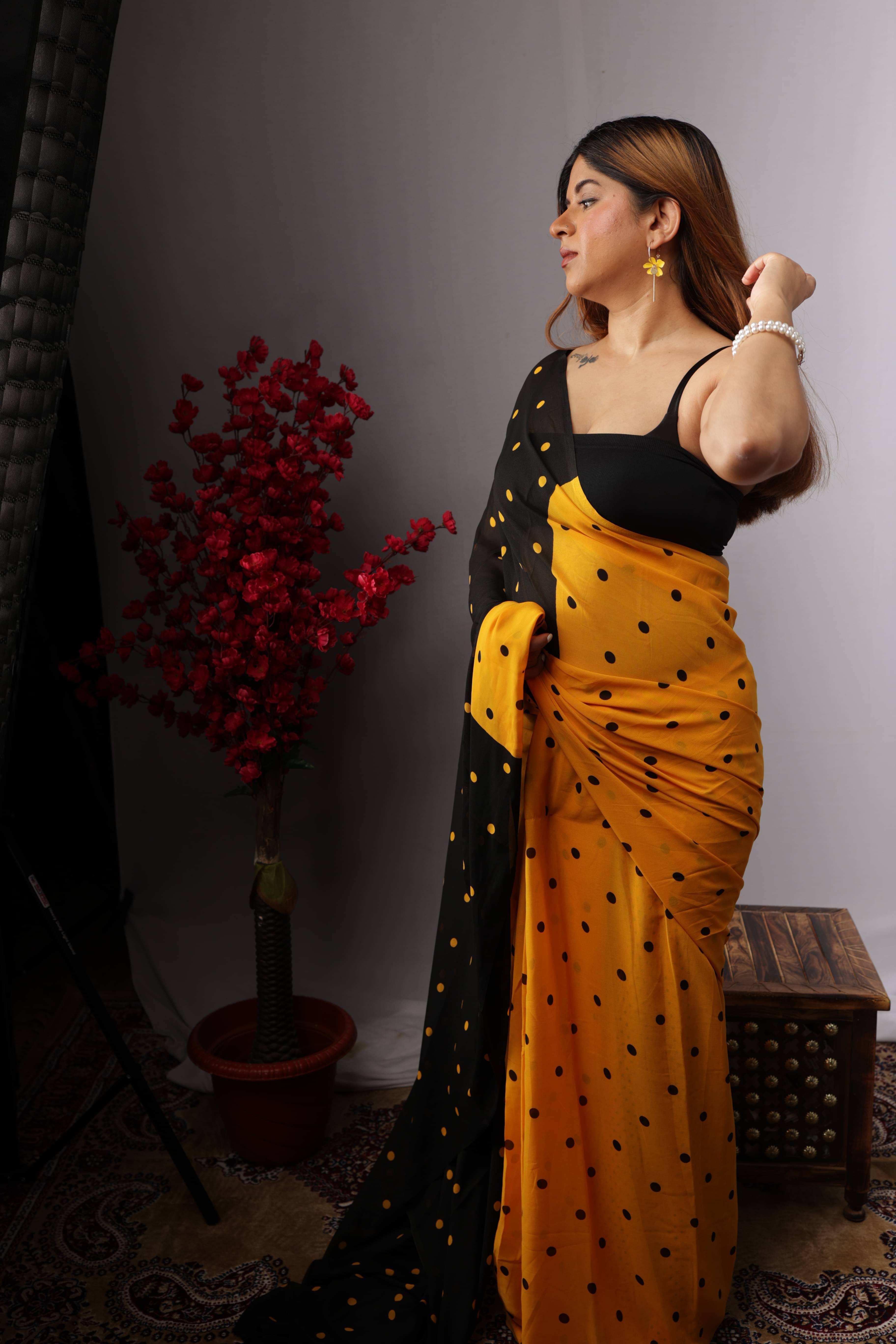 Kashvi Sarees Georgette Printed Ilkal Saree With Unstitched Blouse Piece ( Yellow )     			Kashvi Sarees Georgette Printed Ilkal Saree With Unstitched Blouse Piece ( Yellow )