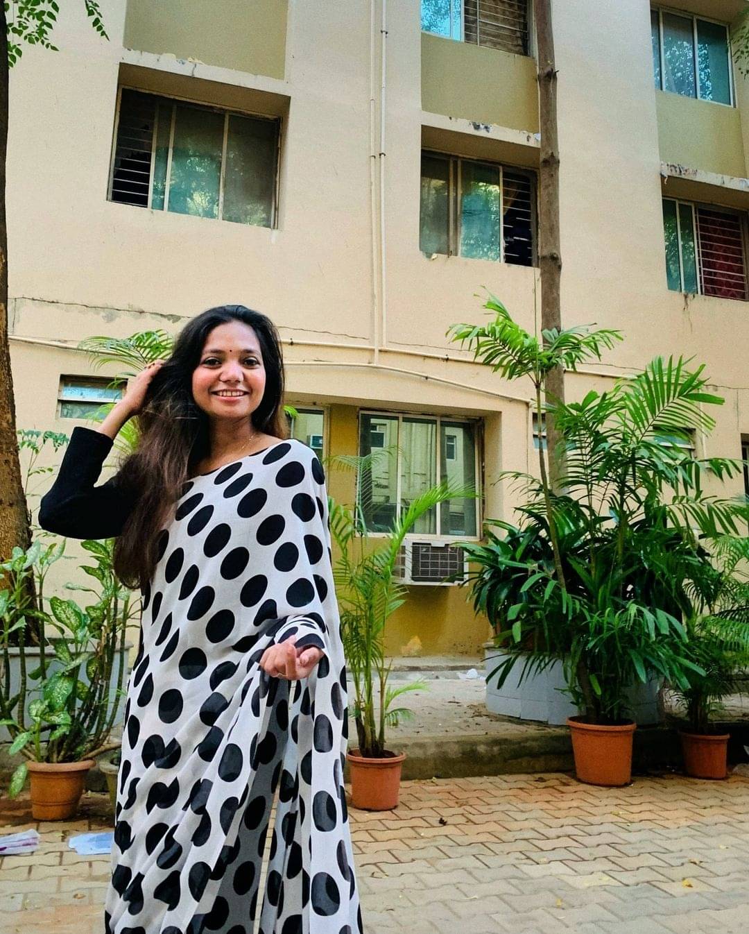     			Kashvi Sarees Georgette Printed Ilkal Saree With Unstitched Blouse Piece ( Black )