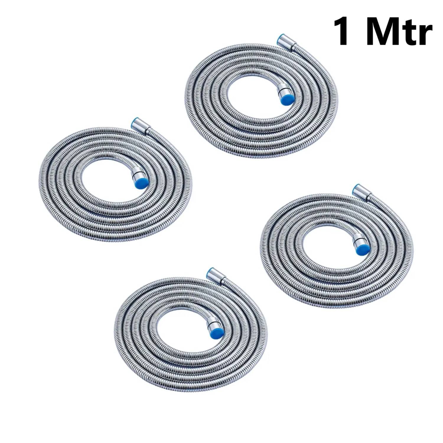     			Luv Bath Fitting Stainless Steel 304 Hand Shower Hose Pipe 1M | Flexible Chrome Pipe for Health Faucet & Toilet | Leak-Proof, Rust & Tangle-Free | Universal Fit for Pipes | Set of 4, 1 Meter