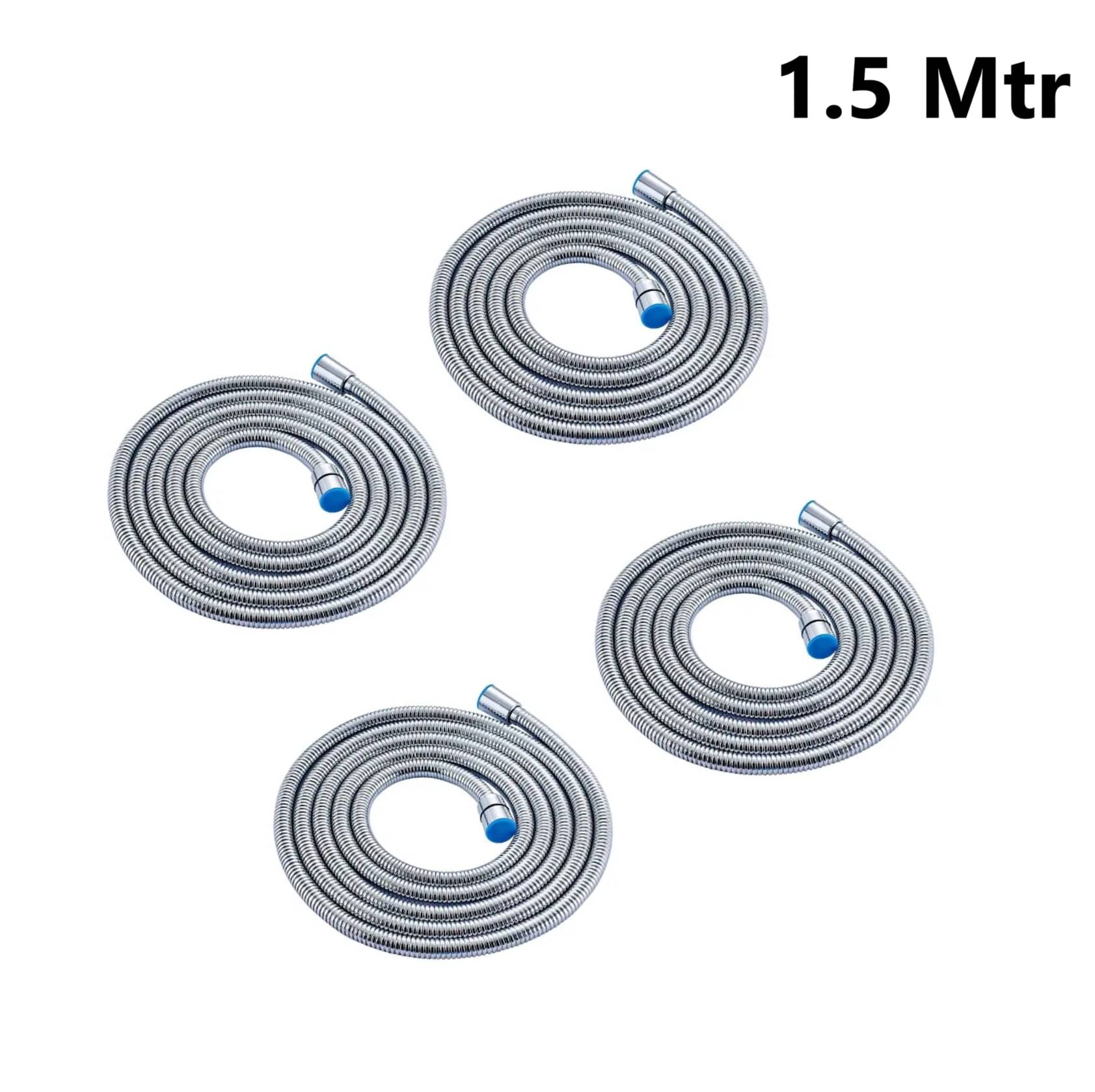     			Luv Bath Fitting Stainless Steel 304 Hand Shower Hose Pipe 1.5M | Flexible Chrome Pipe for Health Faucet & Toilet | Leak-Proof, Rust & Tangle-Free | Universal Fit for Pipe | Set of 4, 1.5 Meter