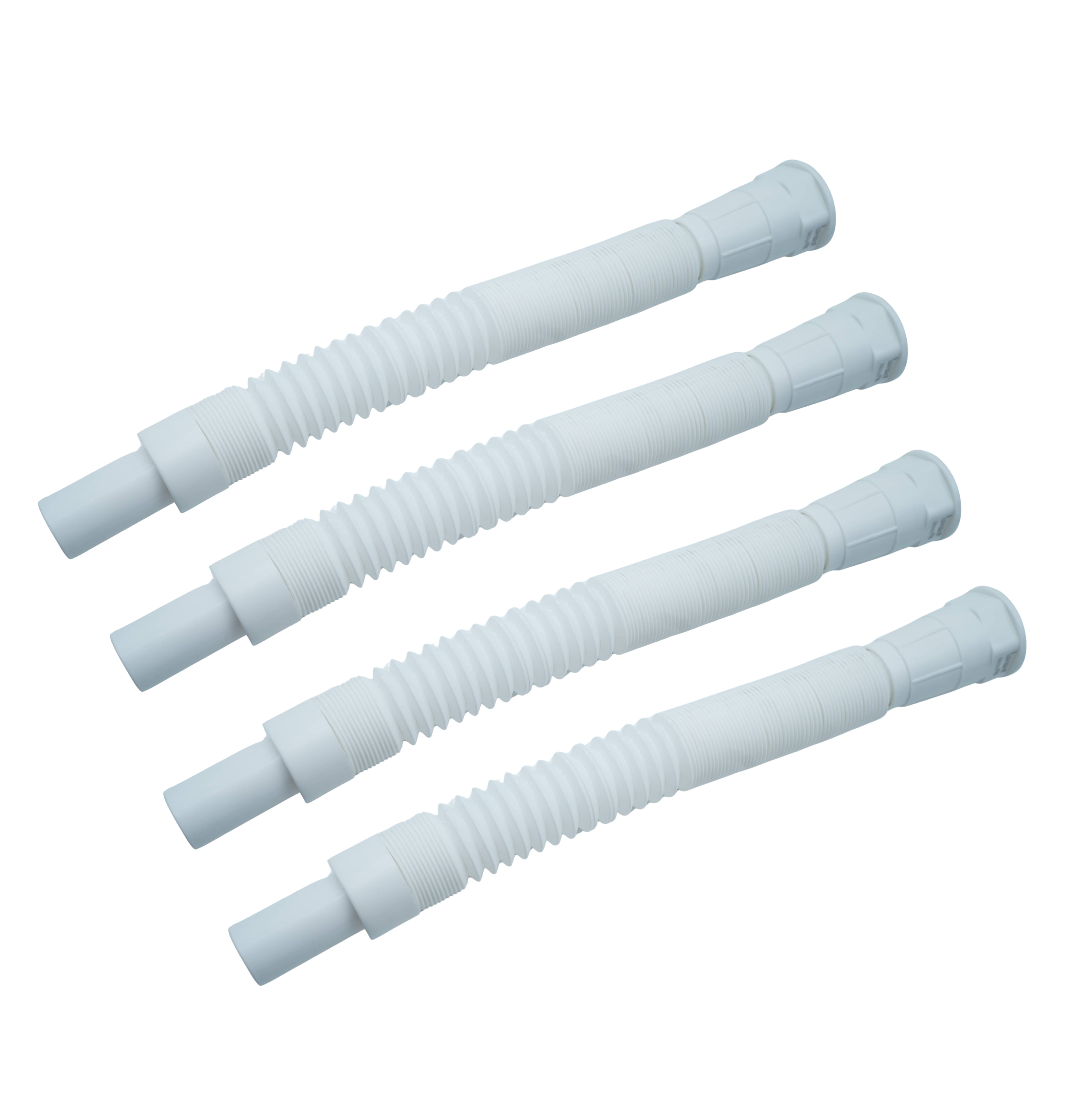     			LuvBath Fitting White PVC Waste Pipe with Heavy Socket | Flexible Collapsible Drain Hose for Kitchen Sink and Bathroom Basin | 36 Inch Outlet Pipe Set of 4