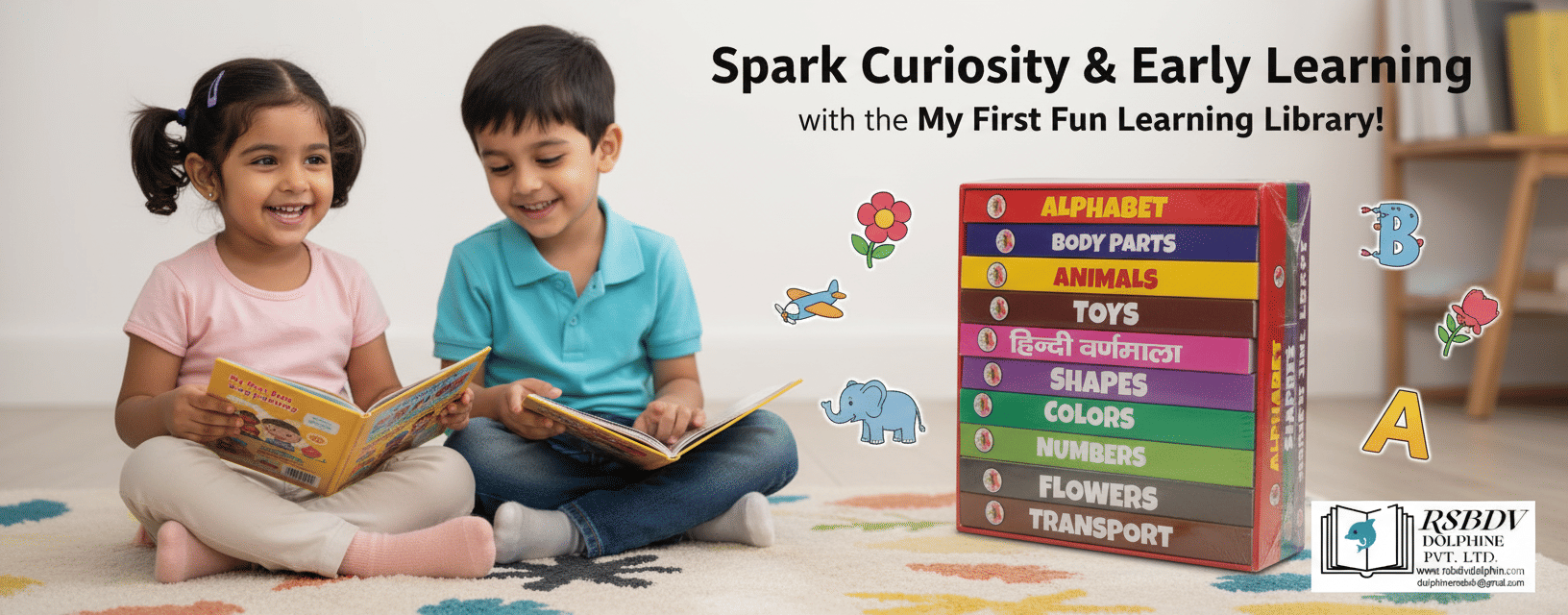     			My First Fun Learning Library | Set of 10 Early Educational Board Books for Toddlers 1-3 Years | Alphabet, Numbers, Shapes, Animals, Colors, Hindi Varnamala & More