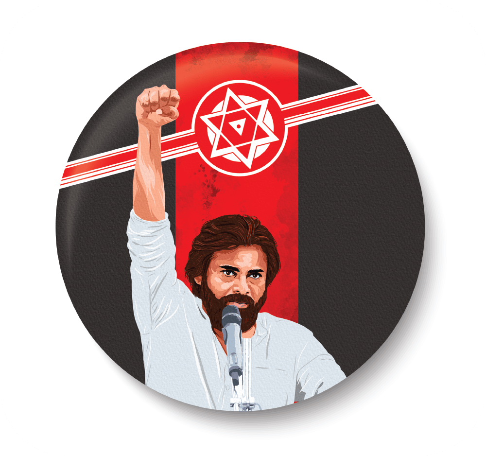 PEACOCKRIDE The Leader-Pawan Kalayan I Jana Sena Plastic Round Fridge Magnets Fridge Magnet - Pack of 1     			PEACOCKRIDE The Leader-Pawan Kalayan I Jana Sena Plastic Round Fridge Magnets Fridge Magnet - Pack of 1