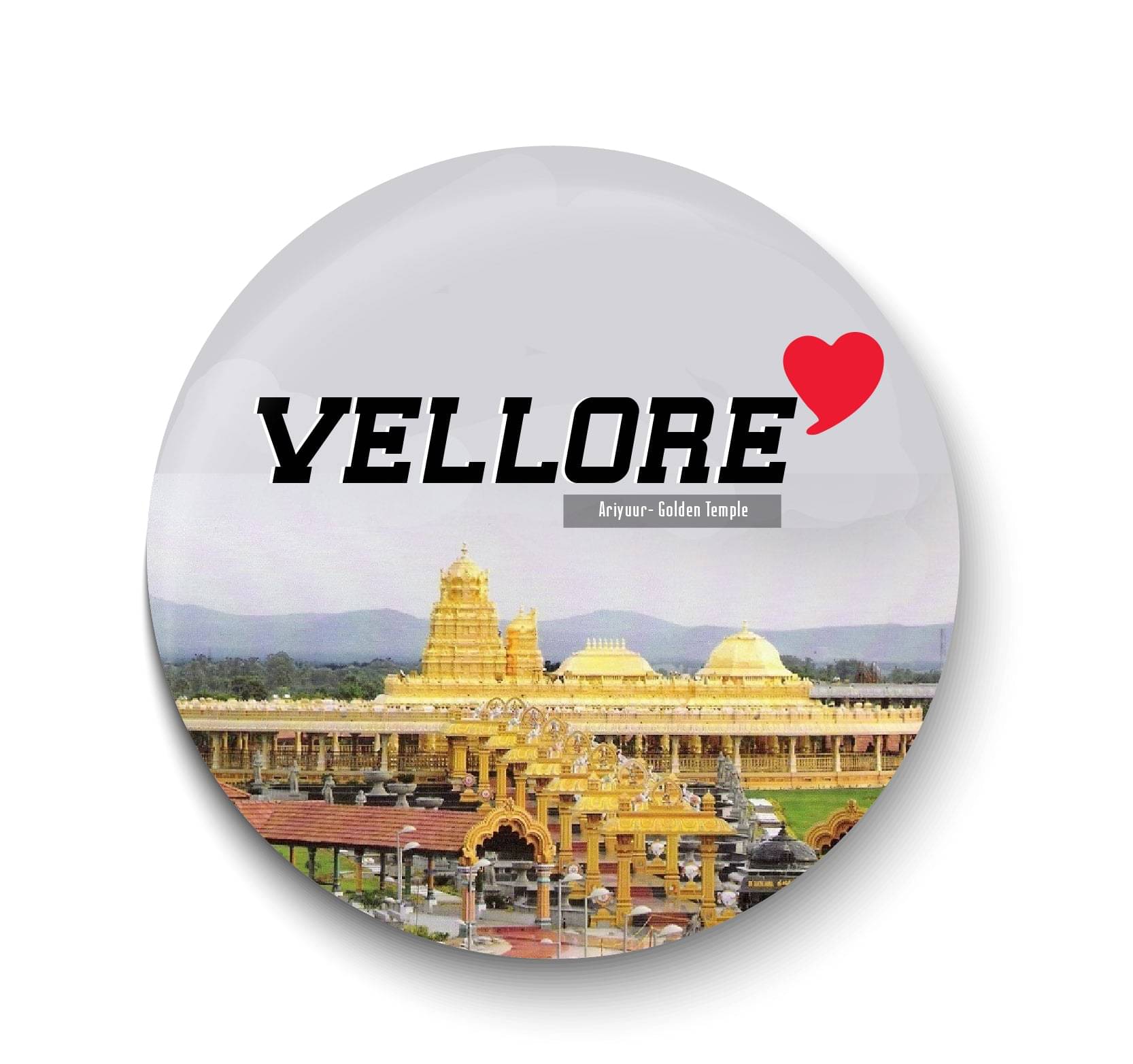     			PEACOCKRIDE Love Vellore I Ariyur Golden Temple Plastic Round Fridge Magnets Fridge Magnet - Pack of 1
