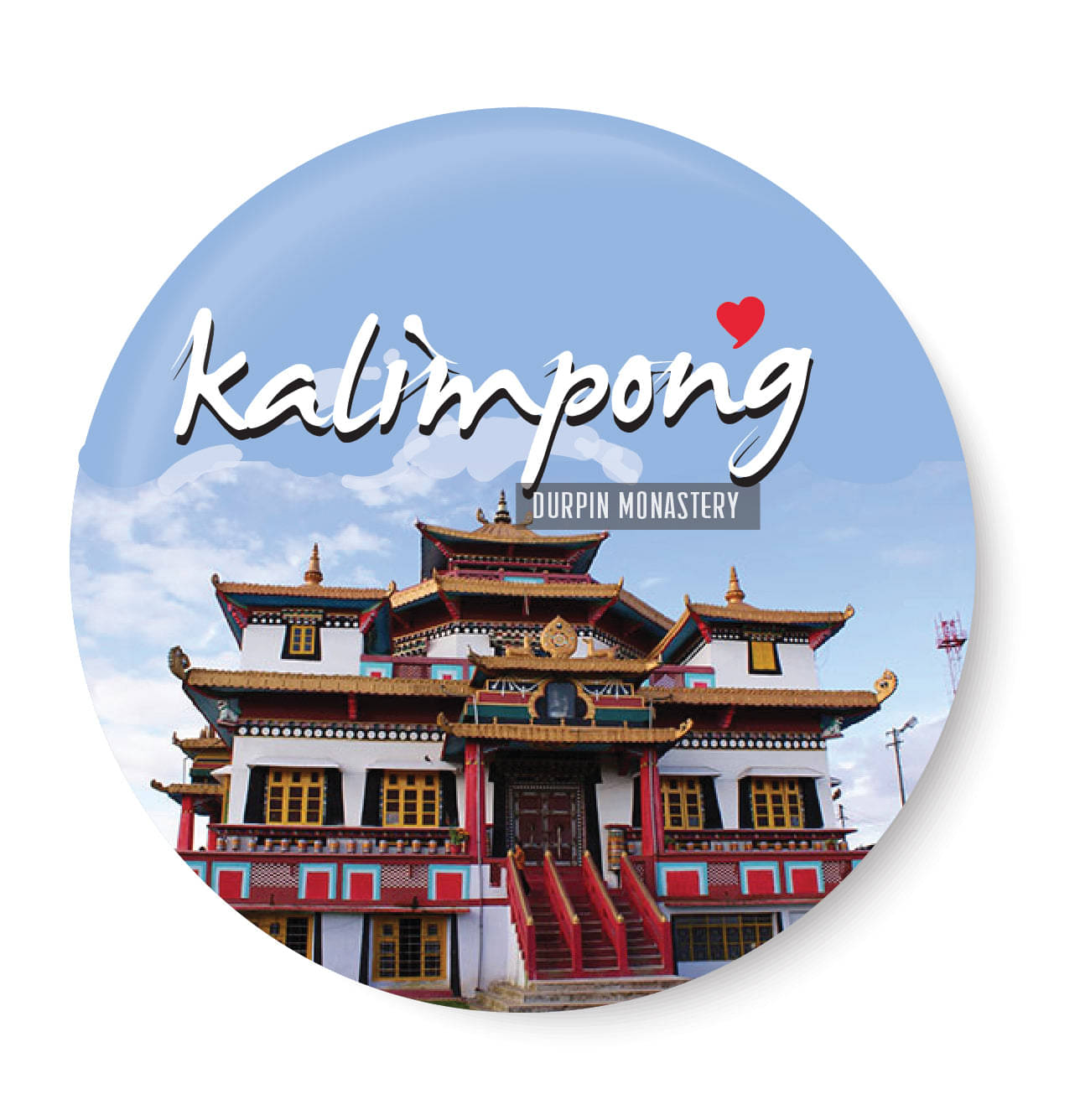     			PEACOCKRIDE Love Kalimpong I Durpin Monastery Plastic Round Fridge Magnets Fridge Magnet - Pack of 1
