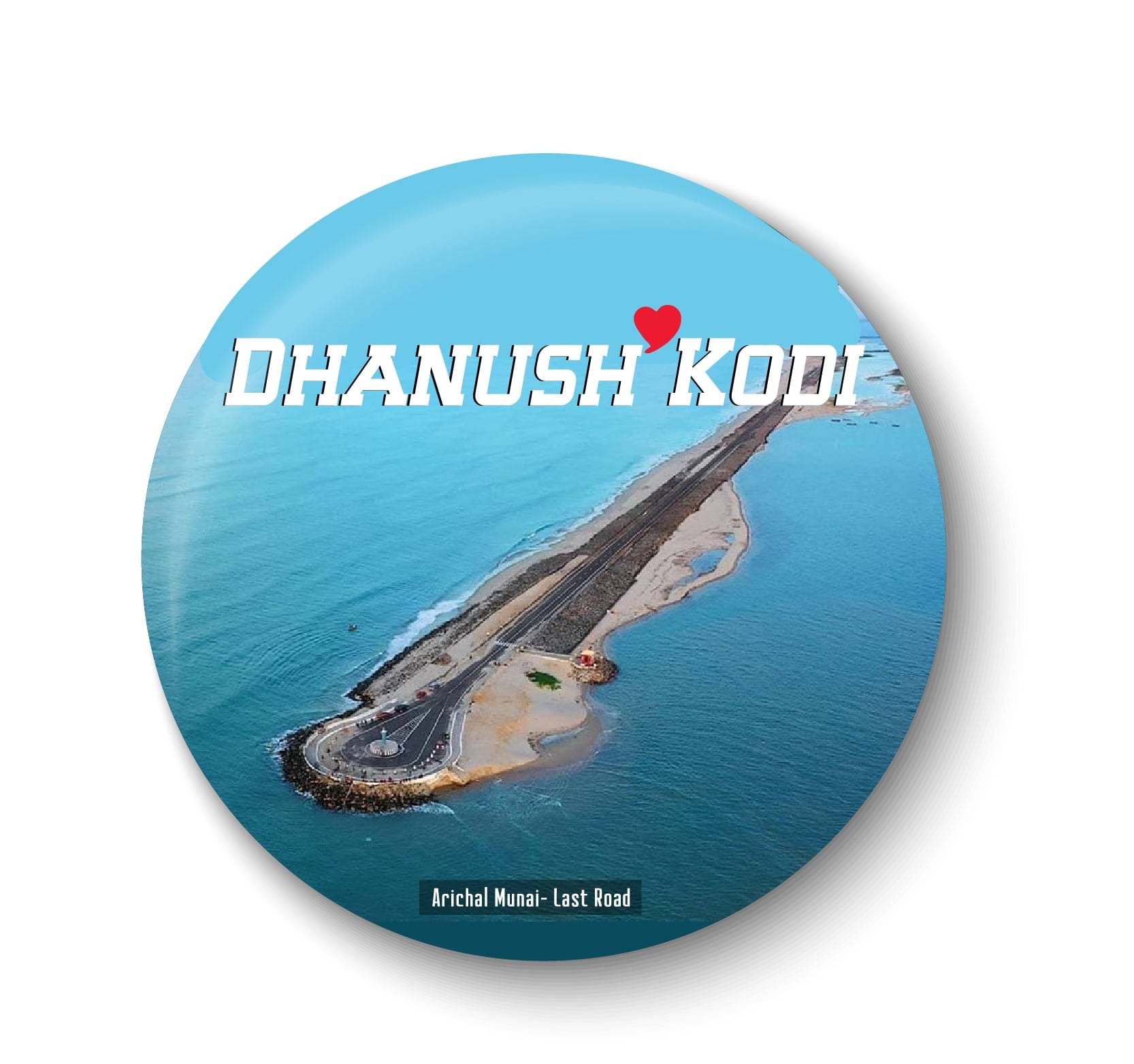     			PEACOCKRIDE Love Dhanush Kodi I Arichal Munai Plastic Round Fridge Magnets Fridge Magnet - Pack of 1