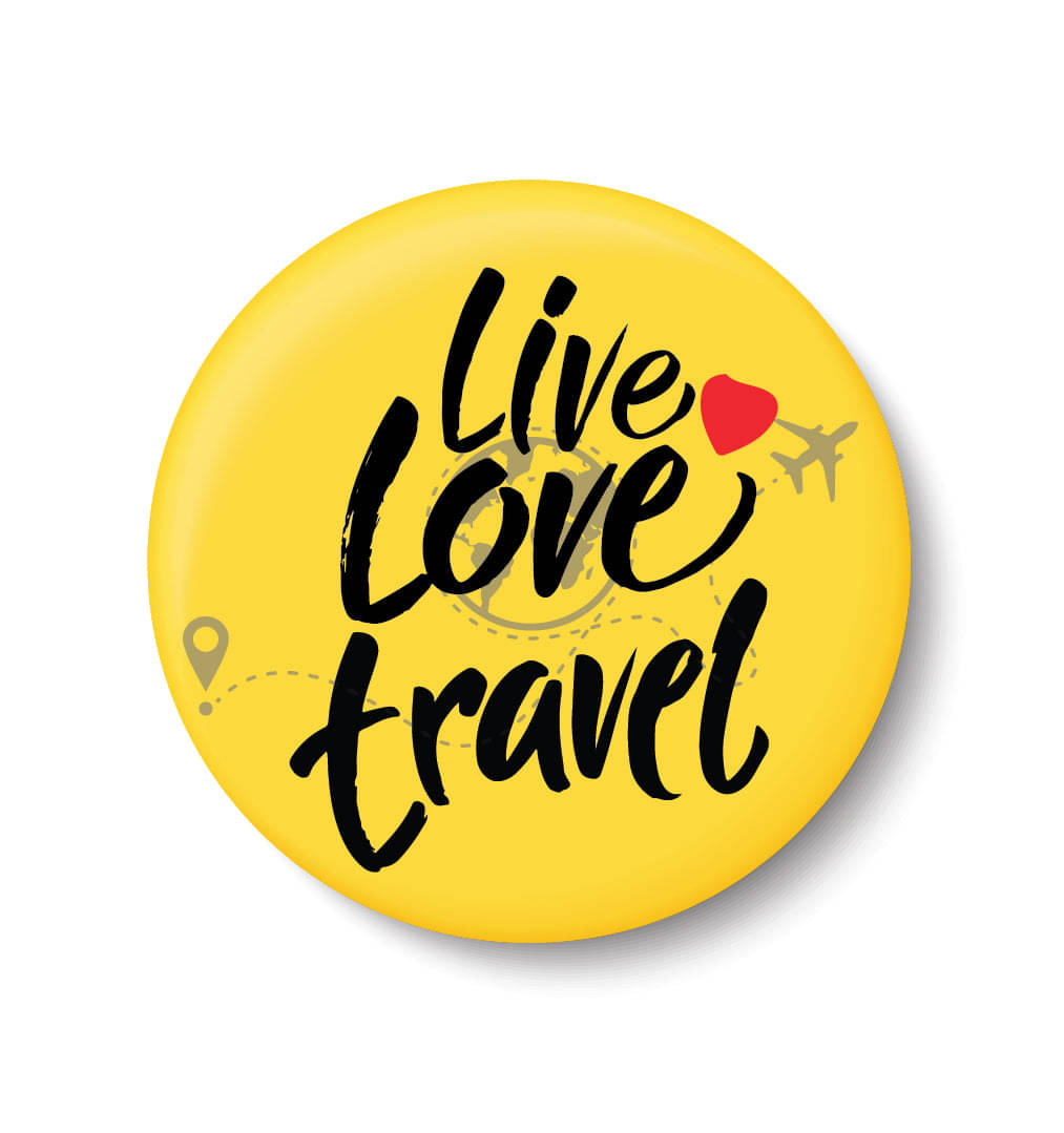     			PEACOCKRIDE Love Travel I Live, love  and Travel Plastic Round Fridge Magnets Fridge Magnet - Pack of 1