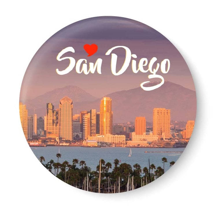     			PEACOCKRIDE San Diego I Love with United States Plastic Round Fridge Magnets Fridge Magnet - Pack of 1