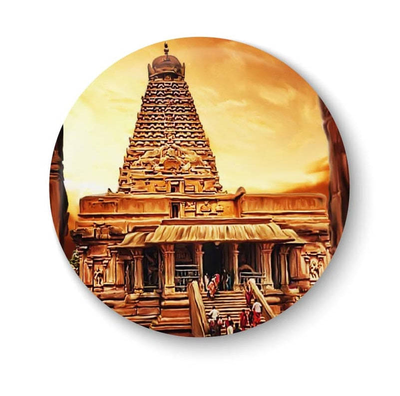 PEACOCKRIDE Thanjavur I Tanjore Big Temple Plastic Round Fridge Magnets Fridge Magnet - Pack of 1     			PEACOCKRIDE Thanjavur I Tanjore Big Temple Plastic Round Fridge Magnets Fridge Magnet - Pack of 1