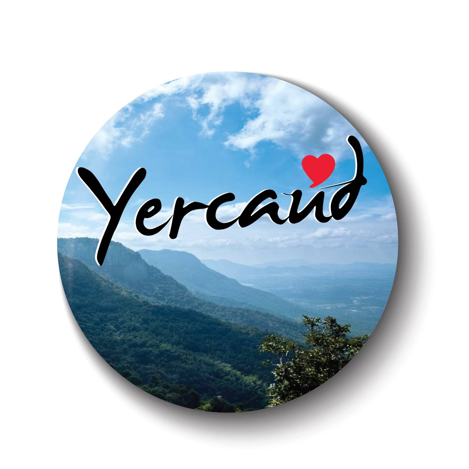     			PEACOCKRIDE Love Yercaud I Erkad Hill Station Plastic Round Fridge Magnets Fridge Magnet - Pack of 1