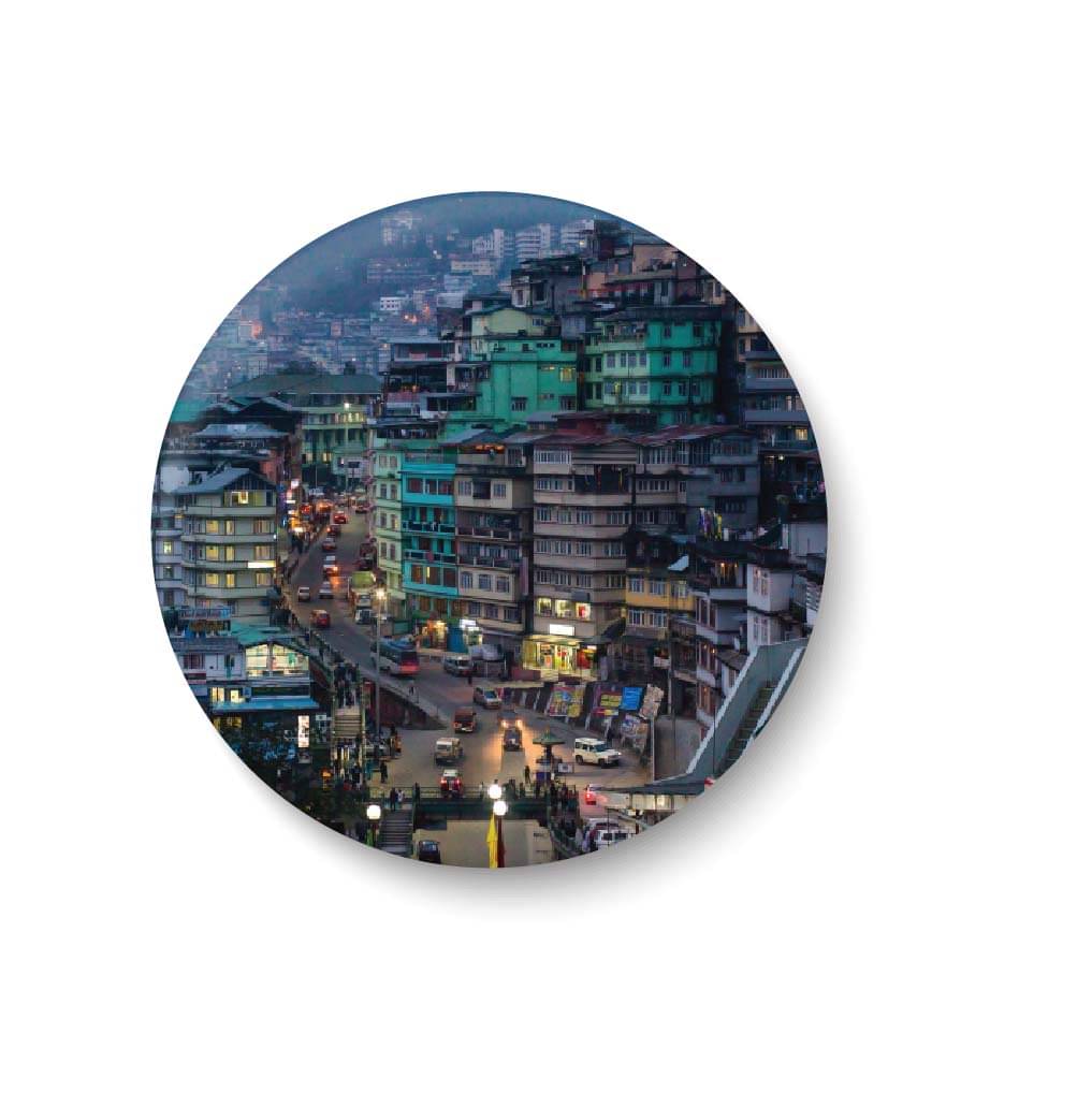 PEACOCKRIDE Gangtok City Plastic Round Fridge Magnets Fridge Magnet - Pack of 1 PEACOCKRIDE Gangtok City Plastic Round Fridge Magnets Fridge Magnet - Pack of 1