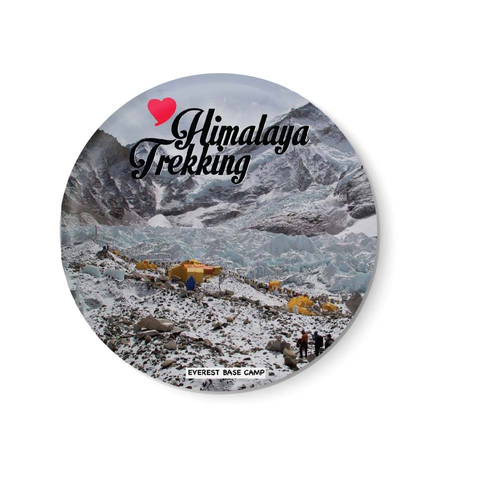     			PEACOCKRIDE Himalaya Trekking I Everest Base Camp Plastic Round Fridge Magnets Fridge Magnet - Pack of 1