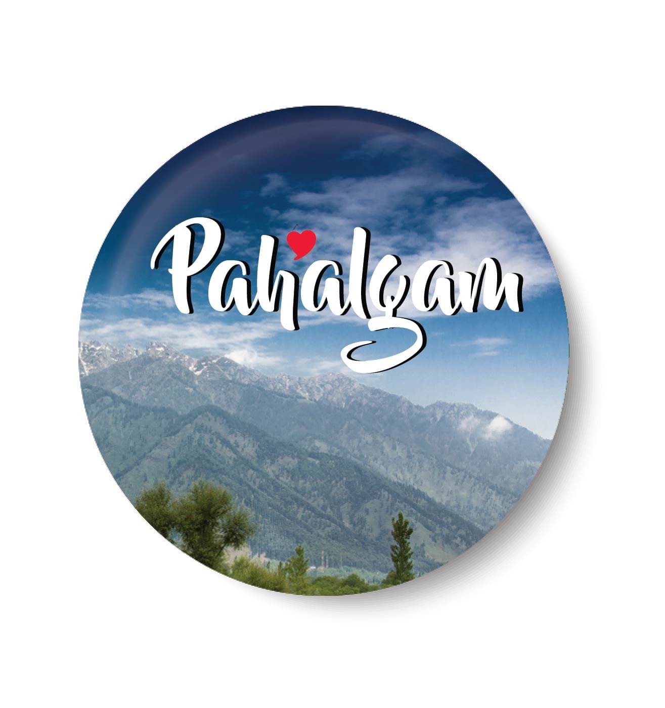     			PEACOCKRIDE Love Pahalgam  I Souvenir l Travel Plastic Round Fridge Magnets Fridge Magnet - Pack of 1
