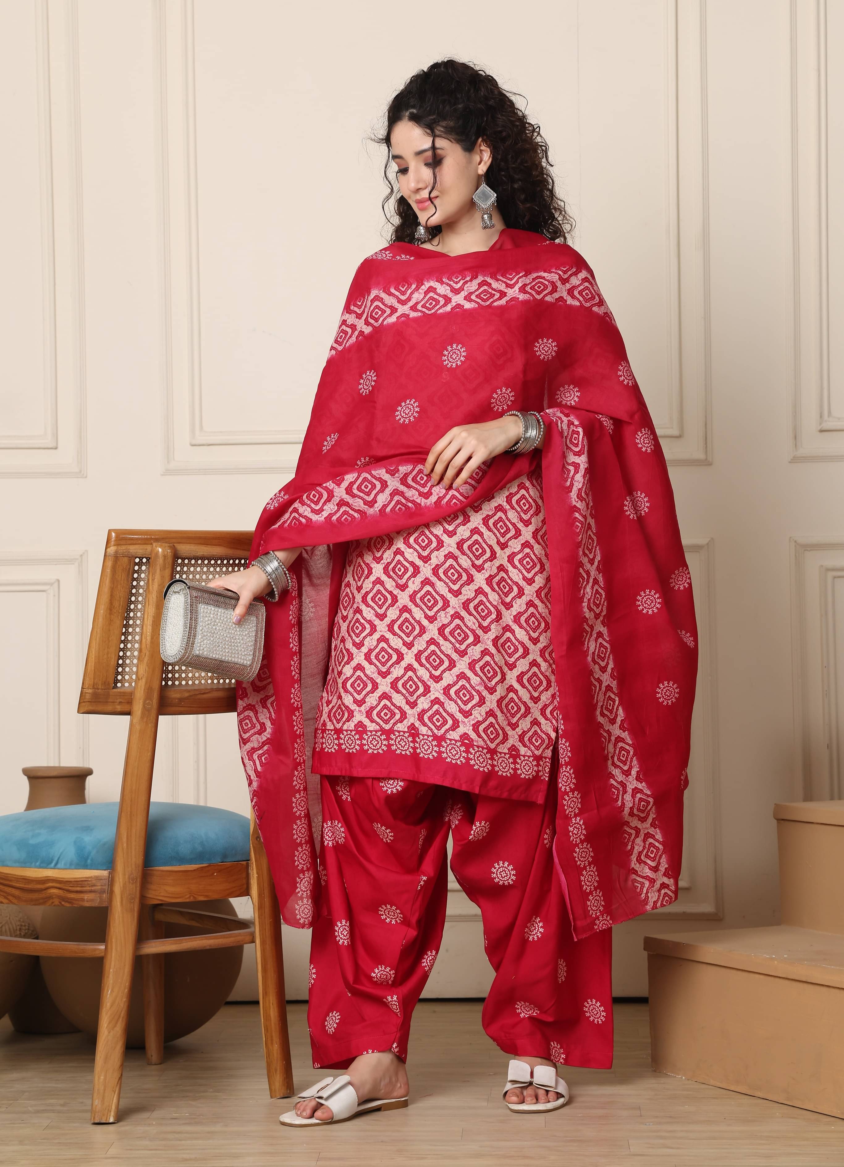 Rajnandini Women Cotton Blend Printed Straight Kurti With Patiala Salwar ( Beige )     			Rajnandini Women Cotton Blend Printed Straight Kurti With Patiala Salwar ( Beige )