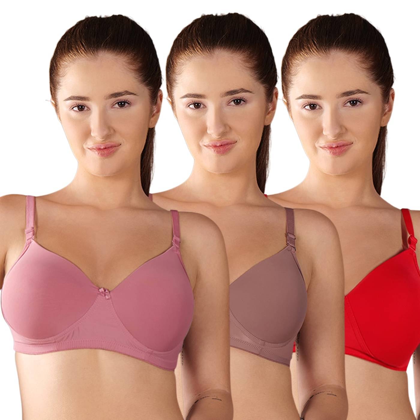 Softskin Pack of 3 Nylon Heavily Padded T-Shirt Bra For Women ( Multicolor ) Softskin Pack of 3 Nylon Heavily Padded T-Shirt Bra For Women ( Multicolor )