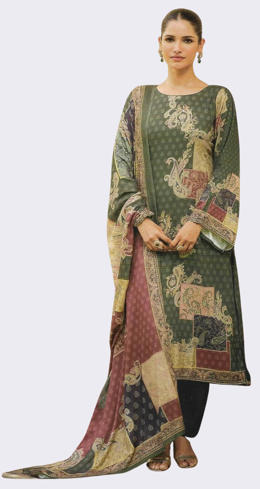 Soul Essence Women Woollen Unstitched Dress Material ( Green ) Soul Essence Women Woollen Unstitched Dress Material ( Green )