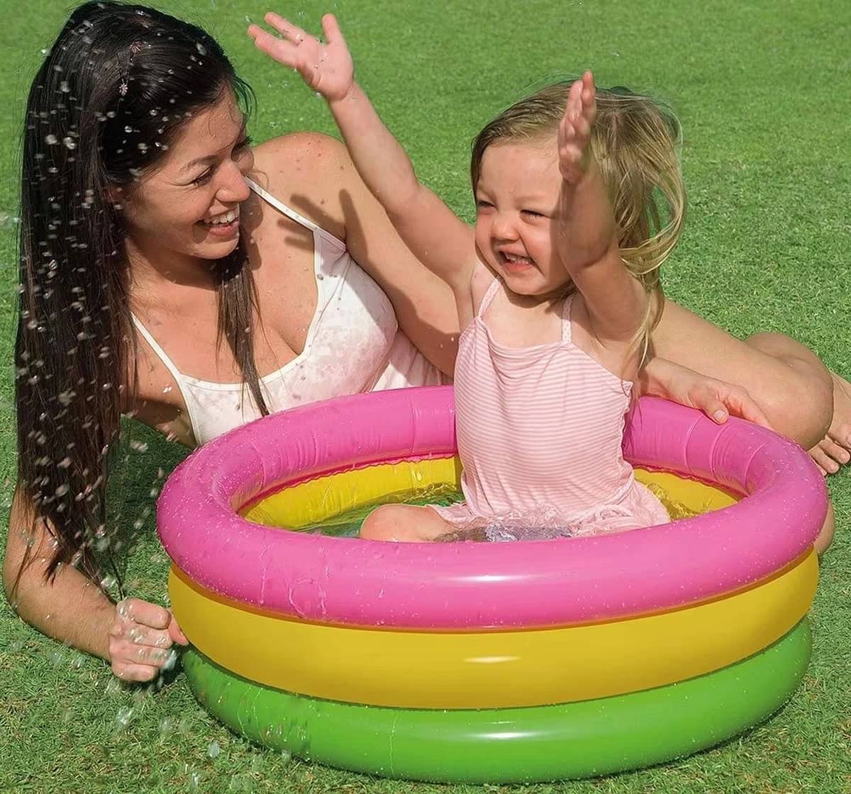 Swimming Pool for Kids | Inflatable Sunset Glow Round Colourful Ring Baby Pool Portable Baby Bath tub | 0-3 Years | Indoor & Outdoor Swimming Pool for Kids Swimming Pool for Kids | Inflatable Sunset Glow Round Colourful Ring Baby Pool Portable Baby Bath tub | 0-3 Years | Indoor & Outdoor Swimming Pool for Kids