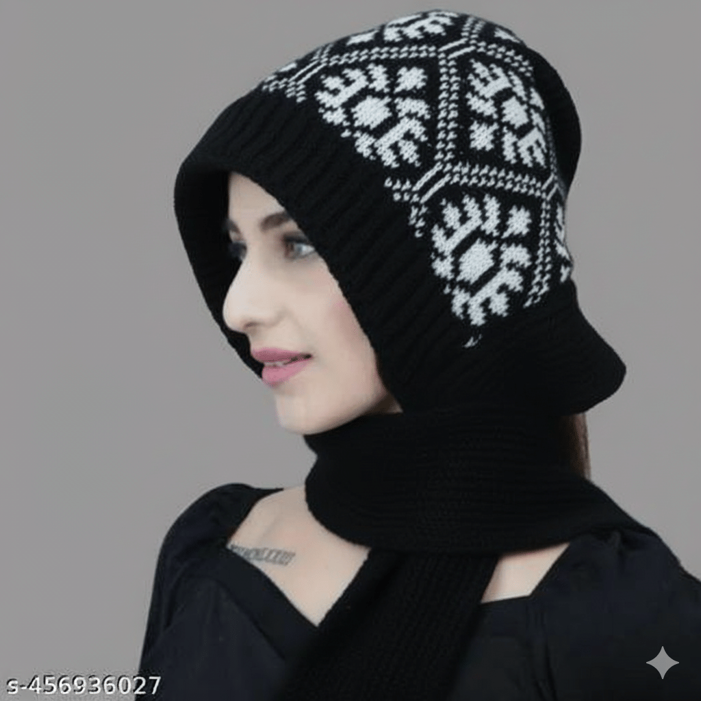     			TRENDBITE Black Woollen Women's Cap ( Pack of 1 )