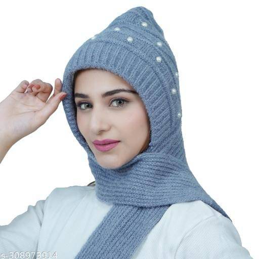     			TRENDBITE Navy Woollen Women's Cap ( Pack of 1 )