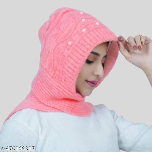     			TRENDBITE Pink Woollen Women's Cap ( Pack of 1 )