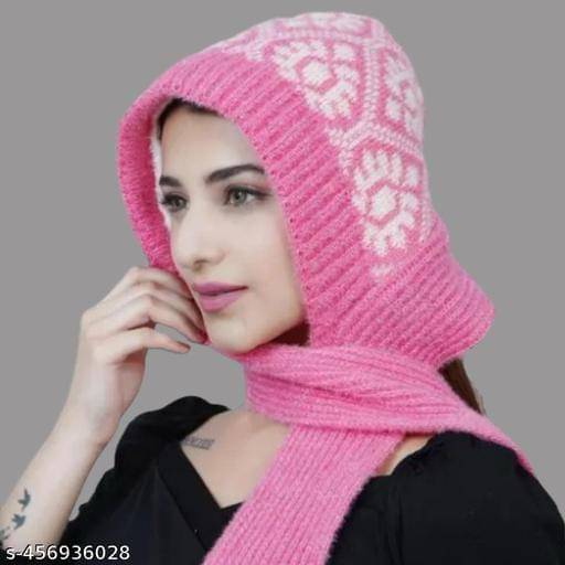     			TRENDBITE Pink Woollen Women's Cap ( Pack of 1 )