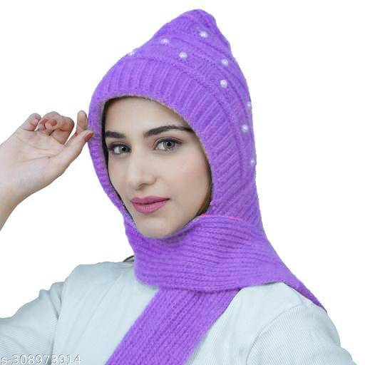     			TRENDBITE Purple Woollen Women's Cap ( Pack of 1 )